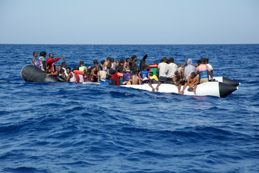 Simon’s capsizing dinghy shortly before its rescue by MSF vessel Geo Barents, 2022. ©️Jérôme Tubiana/MSF