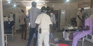 MSF teams treat wounded in MSF Lankien health facility following airstrikes on 29 December.